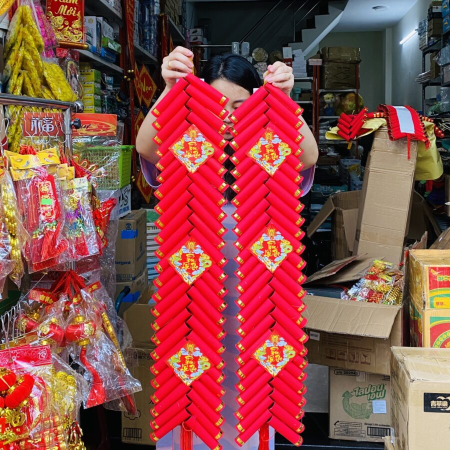 Cặp Pháo giấy bìa cứng size 90cm Trang trí Tết