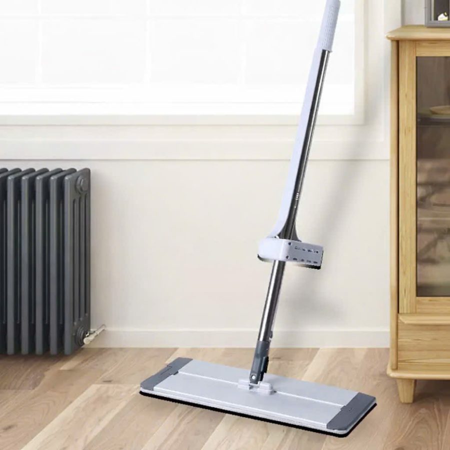 Cây lau nhà tự vắt phẳng loại tốt 145cm+ 2 bông lau (V)