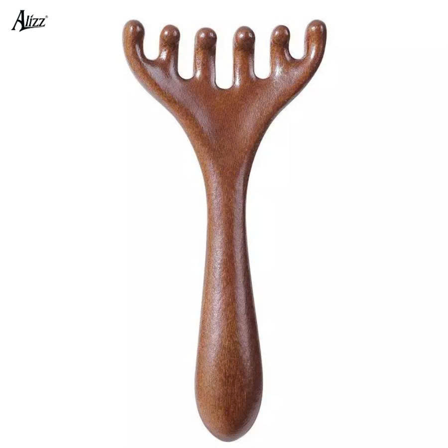 Lược gỗ đàn hương cán dài massage da đầu