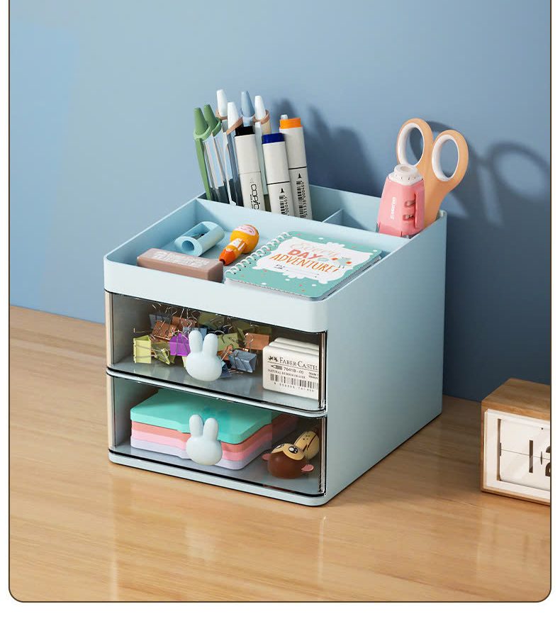 Kệ thỏ 2 tầng đựng dụng cụ học tập, đồ trang điểm