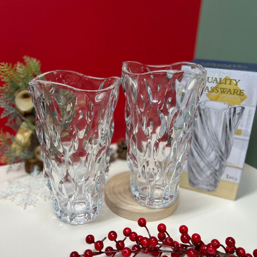 Lọ Hoa Thủy Tinh Vân Sóng Cao 23cm