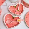 Chén Sứ Dâu Hình Trái Tim kèm muỗng (V)