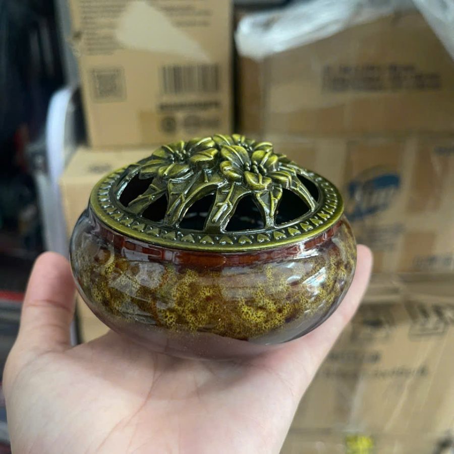 Lư đốt trầm hương gốm sứ size to (V)