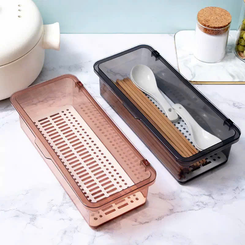 Hộp đựng đũa muỗng chống bụi, thoát nước (V)