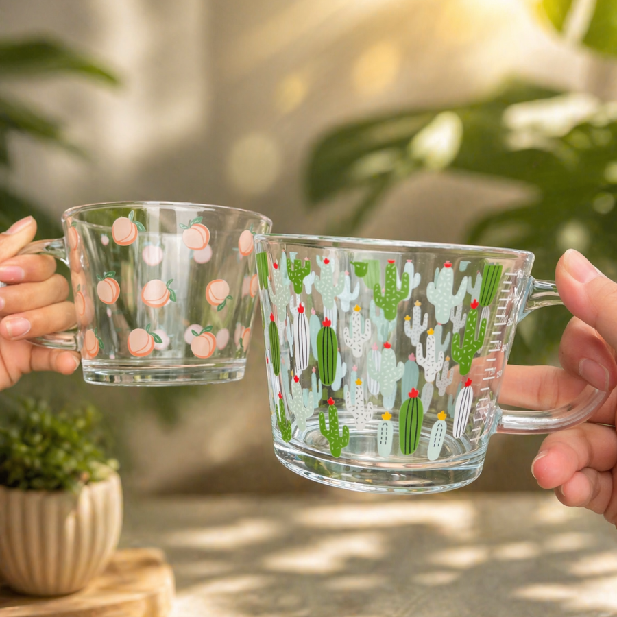 Ly thủy tinh họa tiết 500ml (V)