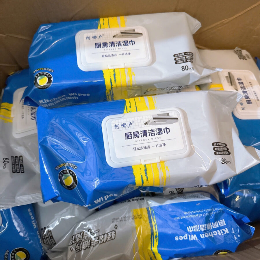 Khăn Ướt Lau Bếp Đa Năng Xanh-Xám nặng 600g (V)