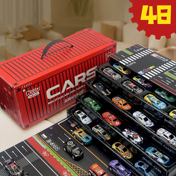 Hộp 48 xe đua đồ chơi kèm đường đua mô hình (V)