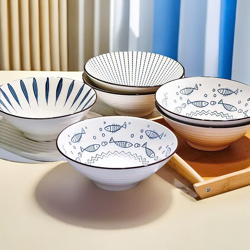 Tô sứ loe in hình họa tiết (V)