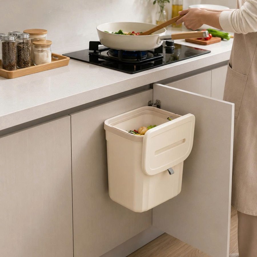 Thùng rác treo tường nắp trượt thông minh 12L
