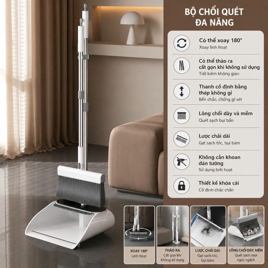 Bộ chổi quét nhà kèm ki hốt rác (V)