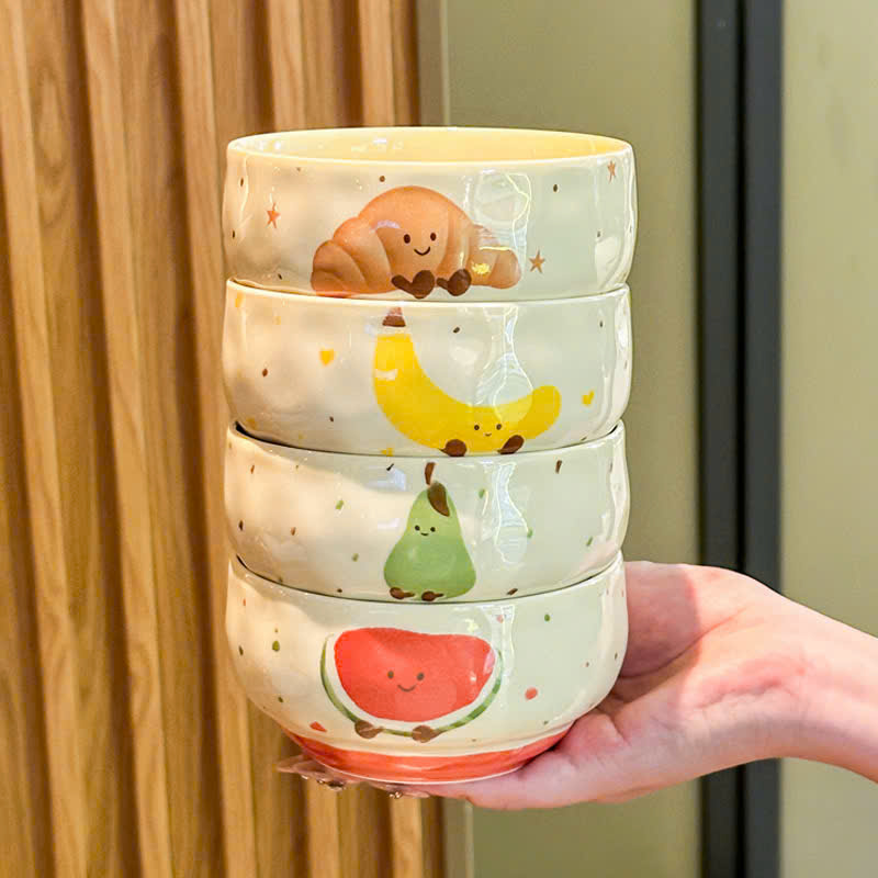 Set 4 Bát Sứ Ăn Cơm Siêu Cute Hình Hoạ Tiết Size 4.7inch (V)