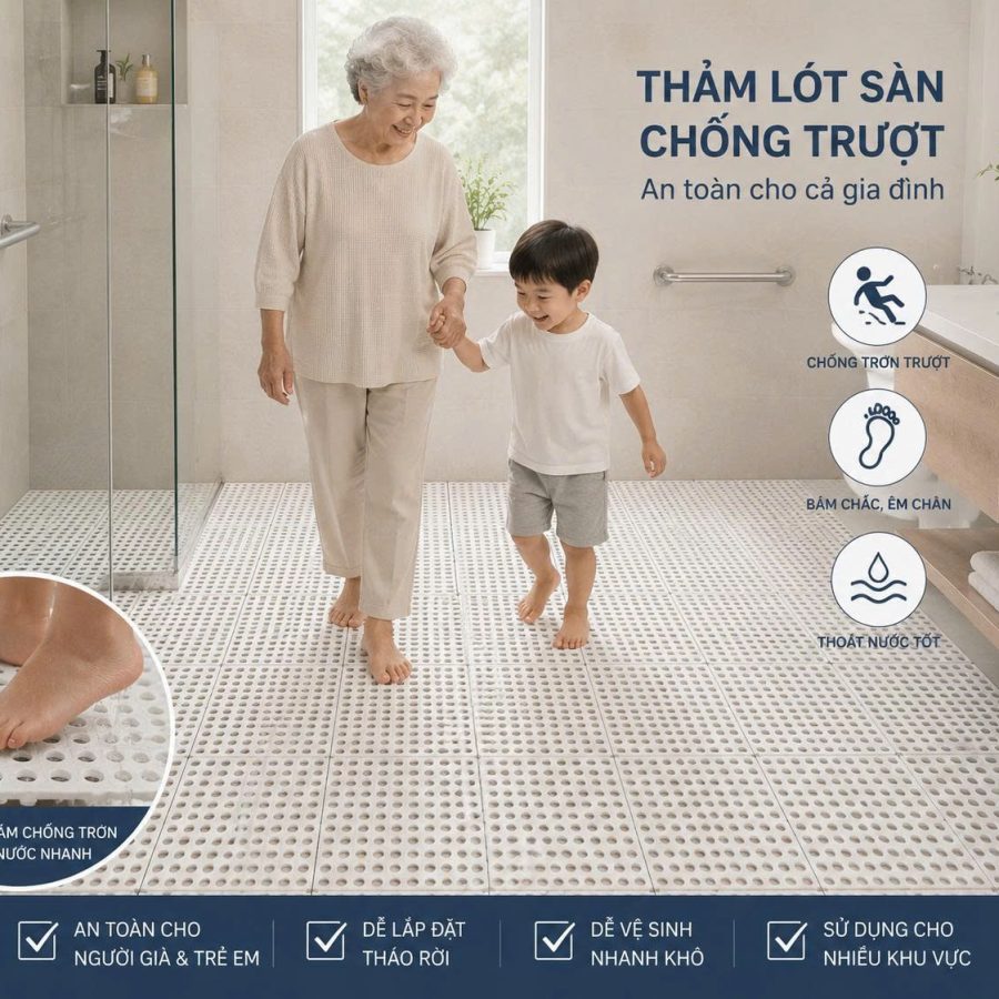 Combo 3 miếng thảm phòng tắm chống trượt 30*30cm (V)