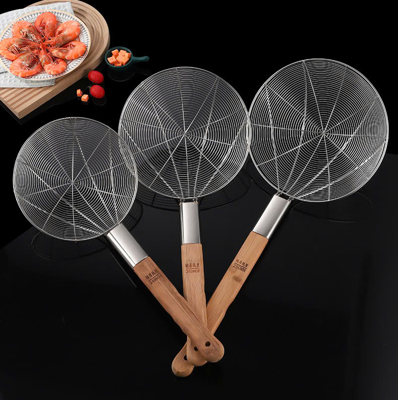 Rây lọc thép không gỉ - tay cầm gỗ