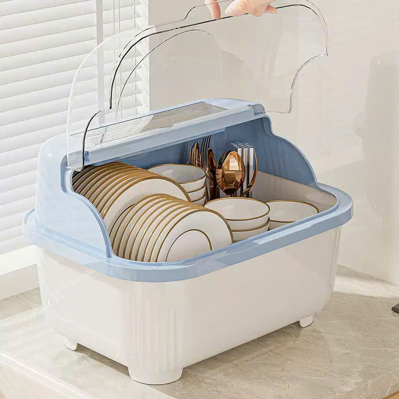 Kệ úp chén dĩa, kệ úp bình sữa size lớn có nắp đậy (V)