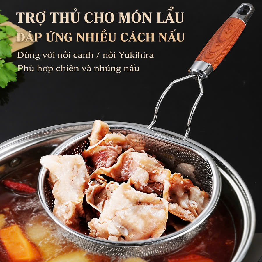Rây lọc inox 304 có tay cầm - 12.5x30x8cm