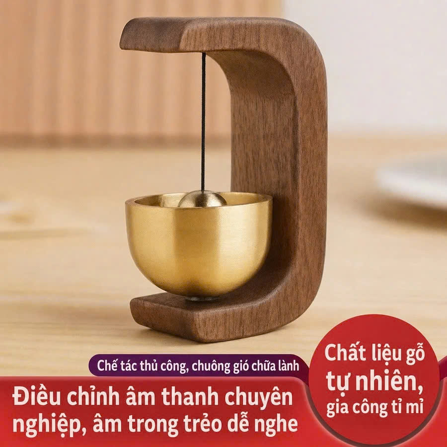 Chuông gió đồng kết hợp gỗ (V)