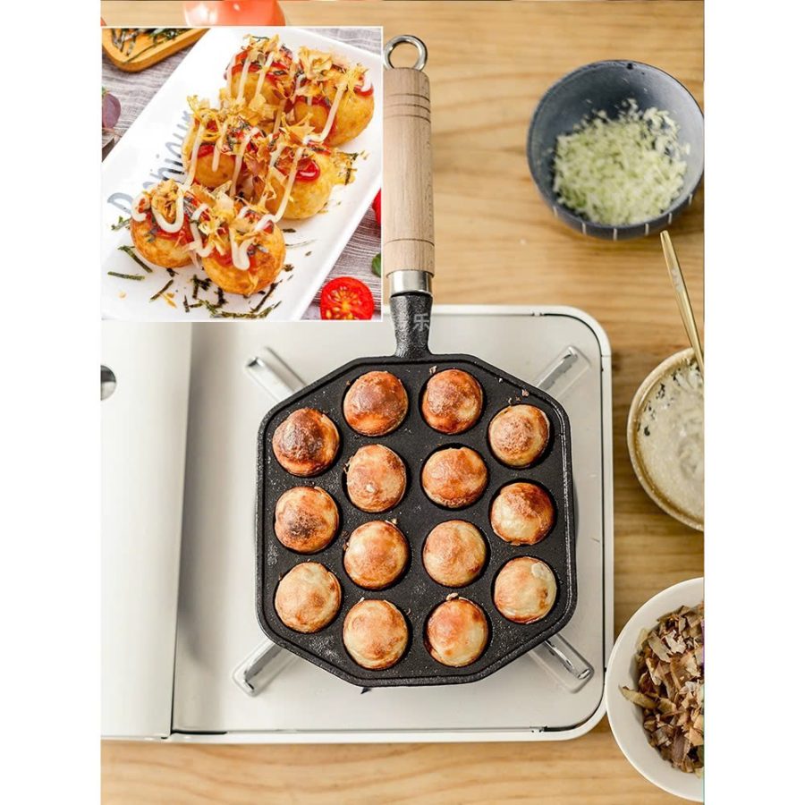 Khuôn TAKOYAKI 16 lỗ chống dính, chảo làm bánh (V)
