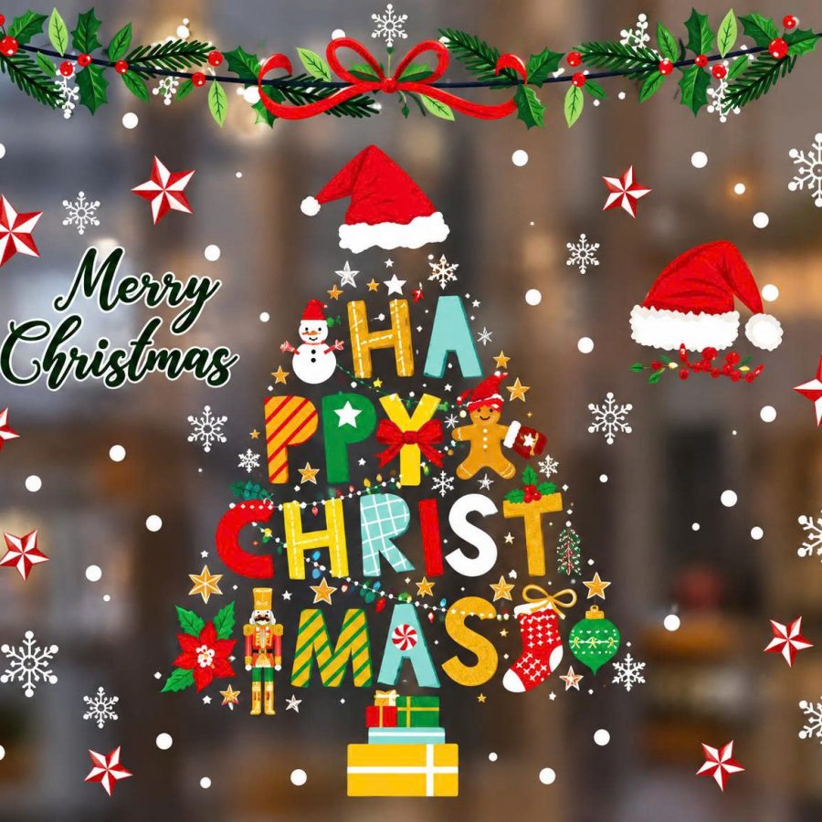 Decal giáng sinh dán kính 2 mặt - trang trí noel (V)
